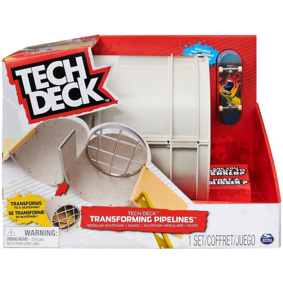 Tech Deck TRANSFORMING PIPELINES Skatepark w/ Exclusive Santa Cruz Fingerboard - Picture 1 of 4